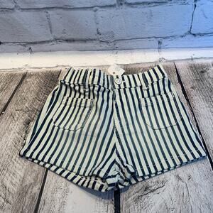 GYMBOREE Girl’s NWT Blue/White Stripe Faded Jeans Shorts / Size: 12-18 Months